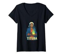 Femme Le procès des sorcières de Tituba Salem, légende Folklorique, Design Effrayant T-Shirt avec Col en V