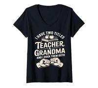 Femme Le Professeur, ma Grand-mère et Moi Les bercons Tous Les Deux T-Shirt avec Col en V