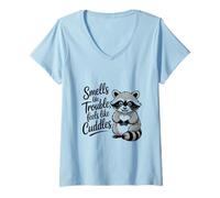 Femme Le Raton Laveur drôle de Trash Panda Sent Le Trouble T-Shirt avec Col en V