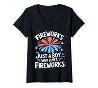 Femme Le réalisateur de Feux d'artifice est Juste Un garçon Qui Aime Les Feux d'artifice T-Shirt avec Col en V