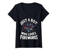 Femme Le réalisateur de Feux d'artifice est Juste Un garçon Qui Aime Les Feux d'artifice T-Shirt avec Col en V
