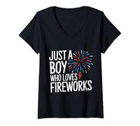 Femme Le réalisateur de Feux d'artifice est Juste Un garçon Qui Aime Les Feux d'artifice T-Shirt avec Col en V