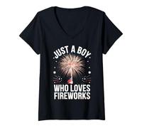 Femme Le réalisateur de Feux d'artifice est Juste Un garçon Qui Aime Les Feux d'artifice T-Shirt avec Col en V