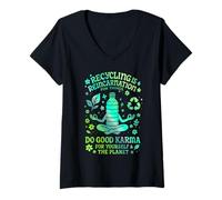 Femme Le Recyclage, C'est la réincarnation pour Les Objets Chemise Verte Eco Karma T-Shirt avec Col en V