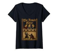 Femme Le Regard féminin Mace Duel Buhurt Hema LARP T-Shirt avec Col en V