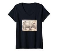 Femme Le rhinocéros de Dürer par Albrecht Dürer (1515) T-Shirt avec Col en V