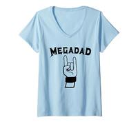 Femme Le Rockeur drôle de Megadad, Dad Megadad T-Shirt avec Col en V