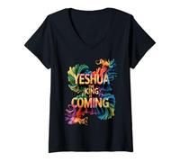 Femme Le Roi Yeshoua Arrive T-Shirt avec Col en V