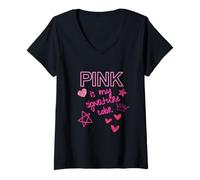 Femme Le rose est ma couleur signature T-Shirt avec Col en V