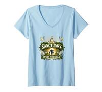 Femme Le sanctuaire, C'est dans la Bible, la Foi, l'immigration T-Shirt avec Col en V