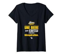 Femme Le saviez-Vous ? Une bière après Le Sport c’est de la récupe T-Shirt avec Col en V