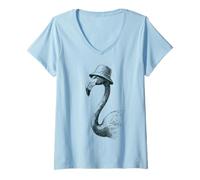 Femme Le Seau de Flamant drôle a rétro T-Shirt avec Col en V
