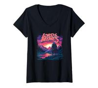 Femme Le Seigneur des mèmes : Sunset Warrior, Fantasy et rétro T-Shirt avec Col en V
