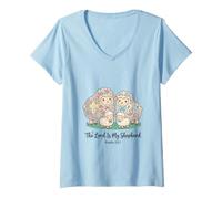 Femme Le Seigneur est Mon Berger Verset de la Bible Mouton Mignon T-Shirt avec Col en V