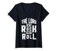 Femme Le Seigneur est Mon Rocher, ce Papa Prie T-Shirt avec Col en V