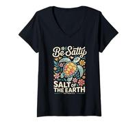 Femme Le sel de la Terre Matthieu 5:13 Christian Turtle T-Shirt avec Col en V