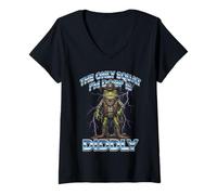 Femme Le Seul Squat Que Je Fais est Le mème Diddly Cowboy Western Frog T-Shirt avec Col en V
