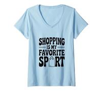 Femme Le Shopping est Mon Plaisir Sportif préféré T-Shirt avec Col en V