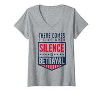 Femme Le Silence est Une trahison T-Shirt avec Col en V