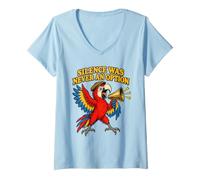 Femme Le Silence n'était jamais Une Option Humour Perroquet Ara T-Shirt avec Col en V