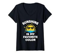Femme Le Soleil est ma Couleur préférée pour Les Vacances d'été de Style Kawaii T-Shirt avec Col en V