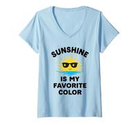 Femme Le Soleil est ma Couleur préférée pour Les Vacances d'été de Style Kawaii T-Shirt avec Col en V