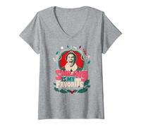 Femme Le Sourire est Mon Divertissement préféré pour Les fêtes T-Shirt avec Col en V