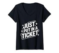Femme Le Support Technique Vient de Mettre Un Ticket T-Shirt avec Col en V