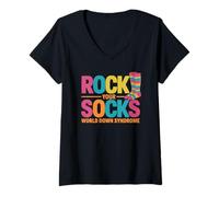 Femme Le Syndrome de Down Rock Your Socks T-Shirt avec Col en V