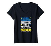 Femme Le Syndrome de Down Vient avec Une mère Qui n'abandonne jamais T21 Maman T-Shirt avec Col en V