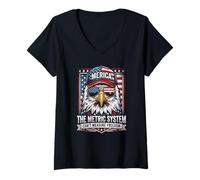 Femme Le système métrique ne Peut Pas mesurer la liberté drôle 4 Juillet T-Shirt avec Col en V