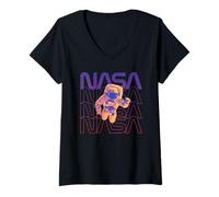 Femme Le t-shirt flottant dans l'espace de la NASA occupe l'astronaute de Mars dans l'espace T-Shirt avec Col en V