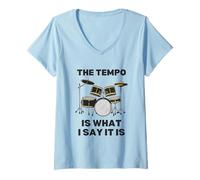 Femme Le Tempo est ce Que Je dis C'est T-Shirt avec Col en V
