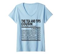 Femme Le thé et les conseils sur la nutrition des cousins, cousins amusants, hommes et femmes T-Shirt avec Col en V