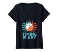 Femme Le timing est essentiel Animation Dessiner un croquis Animer une narration animée T-Shirt avec Col en V