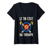 Femme Le Tir À l'arc C'est Ma Thérapie Arc Flèches Archerie Sport T-Shirt avec Col en V