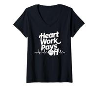 Femme Le Travail Cardiaque paie la cardiologie T-Shirt avec Col en V