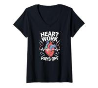 Femme Le Travail Cardiaque paie l'anatomie cardiologique T-Shirt avec Col en V