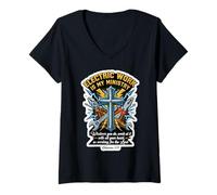 Femme Le Travail électrique chrétien d'électricien est Mon ministère Bible Dieu T-Shirt avec Col en V