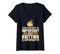 Femme Le Tricot est Importanter Blague Drôle Grammaire T-Shirt avec Col en V