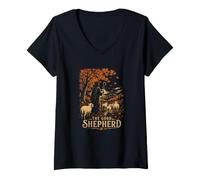 Femme Le Troupeau d'automne de la Foi chrétienne du Bon Pasteur T-Shirt avec Col en V