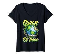 Femme Le Vert est la Couleur de l'espoir du Mois de la Terre écologique T-Shirt avec Col en V