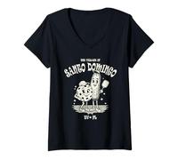 Femme Le village de Saint-Domingue TV FL Pickleball Cartoon Design T-Shirt avec Col en V
