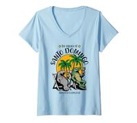 Femme Le village de Saint-Domingue TV Lamantin Alligator Design T-Shirt avec Col en V
