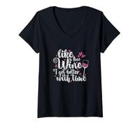 Femme Le vin est comme Un Bon vin Qui s'améliore avec Le Temps T-Shirt avec Col en V