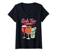 Femme Le Voyage des Filles en 2026 est Meilleur Que Les Cocktails thérapeutiques T-Shirt avec Col en V