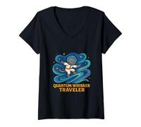 Femme Le Voyage du Voyageur avec Quantum Whisker T-Shirt avec Col en V
