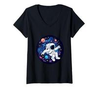 Femme Le Voyage Galactique de l'astronaute à la découverte de Nouveaux Mondes Enfants T-Shirt avec Col en V