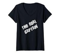 Femme Le vrai capitaine T-Shirt avec Col en V