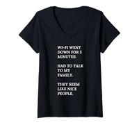 Femme Le Wi-Fi est tombé. Parlez à ma famille. Ce sont des gens sympas. T-Shirt avec Col en V